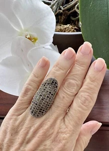 Großer Strassring 929 Sterlingsilber Vintage Größe 6 - Bild 1 von 5