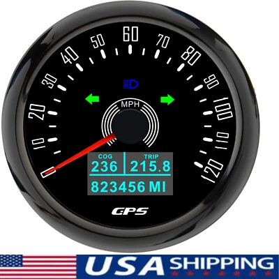 85mm GPS Speedometer 0-120MPH with Turning Light for Motorcycles Boat Car US - Image 1 of 4
