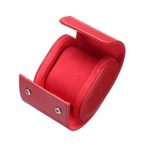 Leder Uhren Reiseetui Einzelne Uhrenrolle Aufbewahrungsbox Organizer 1 Fach Rot - Bild 1 von 6