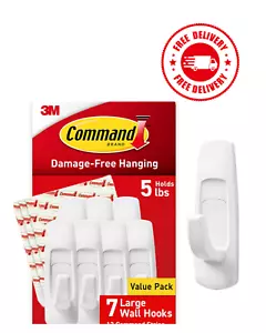 Large Utility Hooks, 7-Hooks, 12-Strips, Organize Damage-Free - Picture 1 of 9