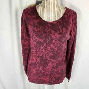 Suéter Cuello Redondo Rojo Marino Antiguo con Patrón Floral Rojo Profundo Talla Grande - Imagen 1 de 8