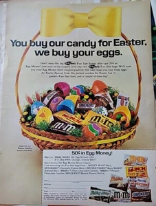 1972 M&M Plain Peanut Chocolate Mars Snickers Candy Easter Basket Ad - Picture 1 of 1
