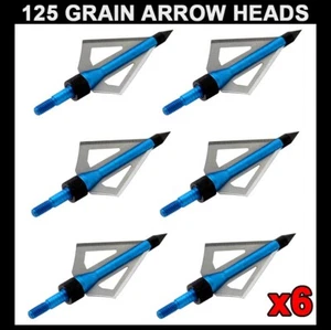 6PC Aluminum 125 Grain Arrow Heads Broadhead BOLTS Crossbow Hunting Archery NEW - Picture 1 of 5