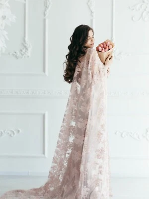 Dusty Pink Lace Bridal Cape/Wedding Cape/Wedding Party Cape - Image 1 of 3