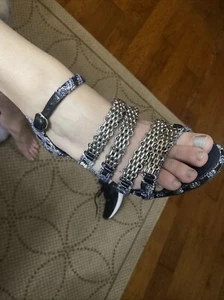 Chanel CC Pearl Logo Tweed Multi chain Strappy High Heels - Picture 1 of 6