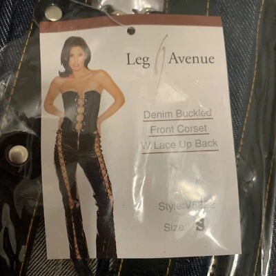 NUEVO CORSÉ DENIM SIN TIRANTES LEG AVENUE CON HEBILLA DELANTERA Y CORDONES TRASERA-Pequeño Foto 1 de 4