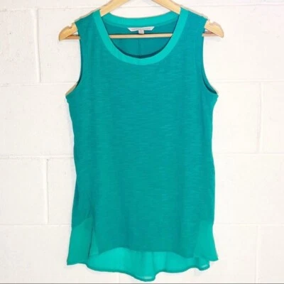 Camiseta sin mangas Adrienne Vittadini Small Island verde azulado alta baja  Foto 1 de 4