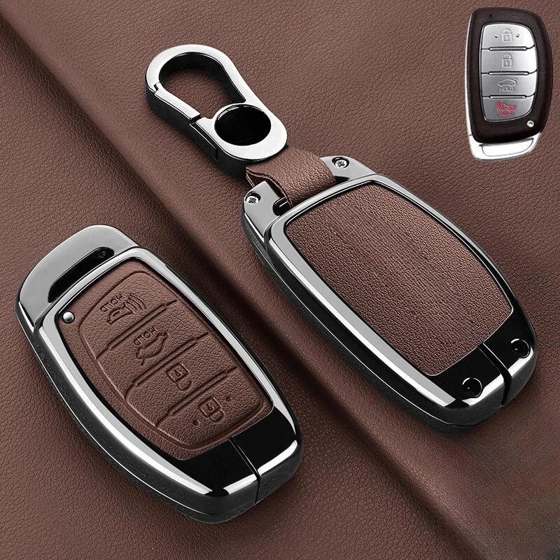 For Hyundai Elantra Sonata ix35 Tucson Zinc Alloy Leather Car Key Case Cover Bag - Image 1 of 4