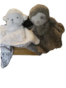 Carters Lovey Sloth and Lamb Security Blanket Plush Baby Toy Brown NuNu Soft - Picture 1 of 6