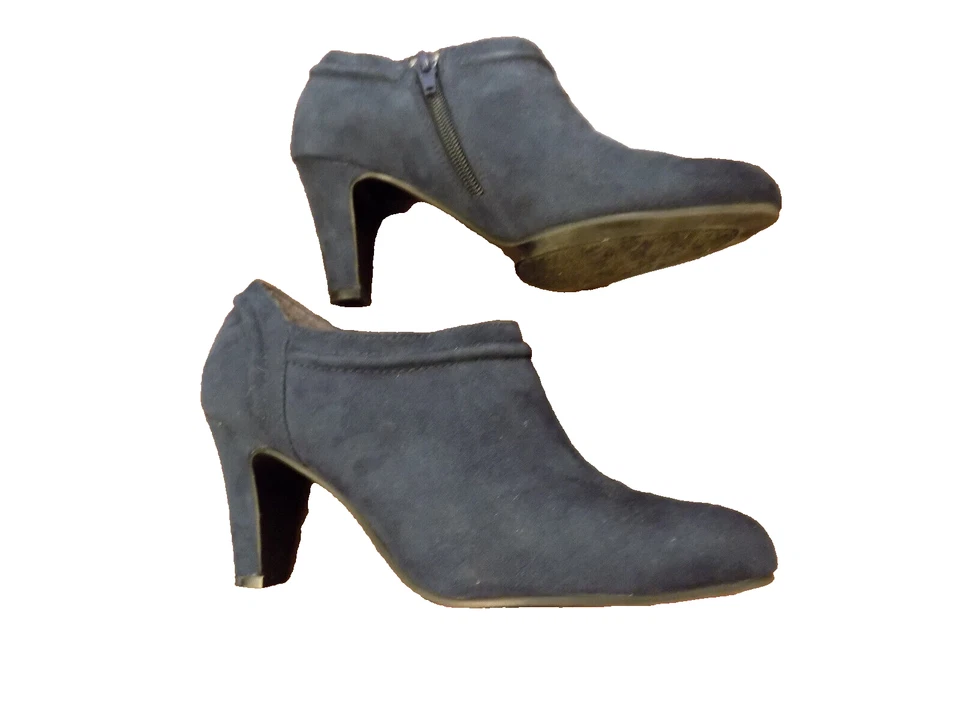 Ann Marino 3" Tacones Azul Marino Gamuza Botines Botas Usadas en Excelente Condición Talla 6 Elegante Limpio Foto 1 de 4