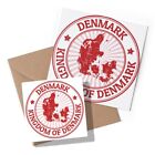 1 x Greeting Card & Sticker Set - Kingdom Of Denmark Red Map Travel #9216