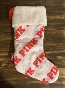 Victoria's Secret PINK Christmas Holiday Stocking Red White & Pink 2020 16” - Picture 1 of 4