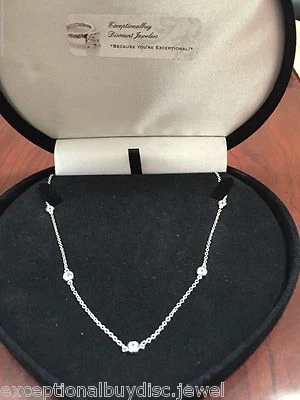 PLATINUM & SS CLASSIC 7 STATION LAB CREATED DIAMOND TENNIS NECKLACE 20In + BONUS - Image 1 of 4