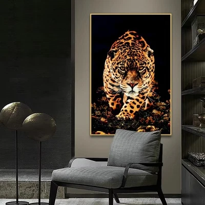 Pôster de leopardo ambulante impressão em tela pintura animal selvagem quadro em tela arte de parede - Imagem 1 de 2