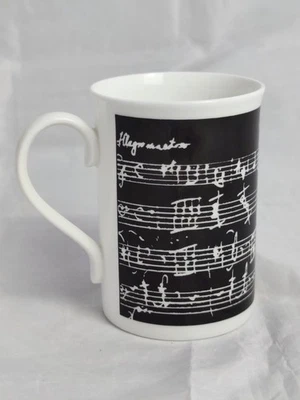 THE MUSIC GIFTS COMPANY MUG MANUSCRIPT BLACK/WHITE BONE CHINA TEA COFFEE  - Image 1 of 4