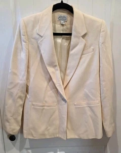 Blazer The Villager Vintage 100% Lana Talla 6 Blanco Crema Un Botón Clásico - Imagen 1 de 10