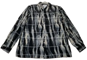 Vintage Jordan Button Up Shirt Damen Medium Waves Abstract Langarm Funky - Bild 1 von 9