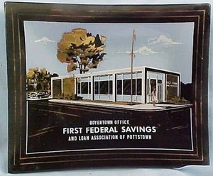 4 First Federal Savings Bank Ashtrays Boyertown Pa Souvenir Advertising Glass - Picture 1 of 1