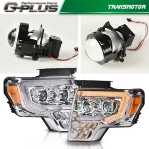 Fit For 2009-2014 Ford F150 Clear LED Headlights Amber Reflector Headlamps - Picture 1 of 12
