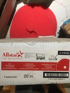 5 New Pads Per Case AllsTar RED 20" Diameter Buffing Cleaning Floor 175-300 RPM - Picture 1 of 6