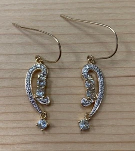 0.60ctw GENUINE AQUAMARINE STONE & DIAMOND WIRE EARRINGS NEW! - Imagen 1 de 2