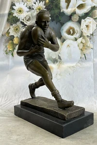 Athletic Bronze Sculpture Rugby Player Made by Lost Wax Method Large Statue - Picture 1 of 7