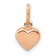 14K Rose Gold Polished Tiny 3-D Heart Charm (just under 1/4")