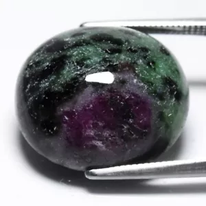 25.61ct Cushion Black Green Purplish Red Ruby in Zoisite - Unheated Africa Gem - Picture 1 of 10
