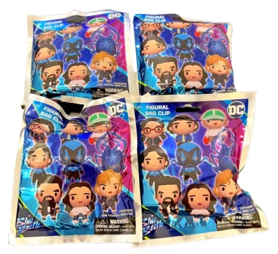 LOTE 4 DC Blue Beetle 3D Figura Bolsa Clips Sellados Bolsas Ciegas Foto 1 de 3