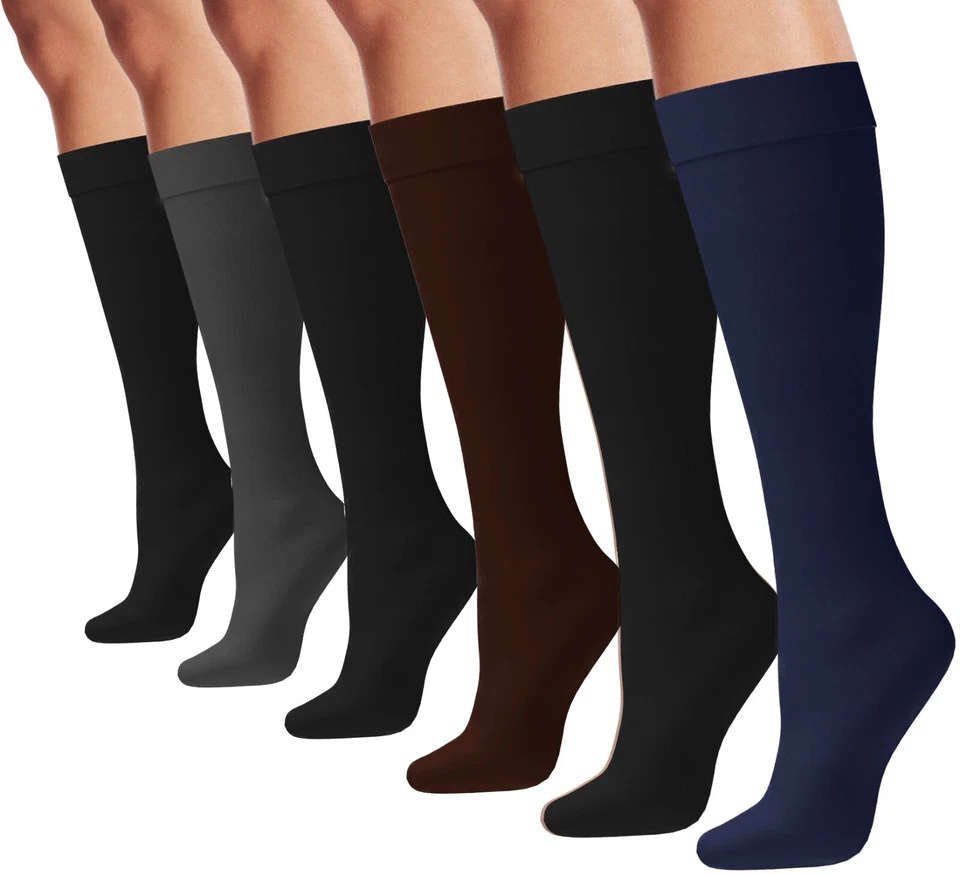 Calcetines pantalón talla queen para mujer, 6 pares más elásticos opacos hasta la rodilla a granel Foto 1 de 1