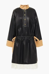 STAND STUDIO Kendall Lederkleid FR34 US 2 XS S Seitenschlitz Fransen Saum NEU 999 $ - Bild 1 von 7