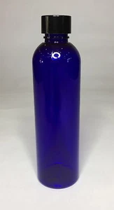 Empty Cobalt Blue PET 500ml Boston Bottle & Smooth Black Screw On Cap ANY AMOUNT - Picture 1 of 1