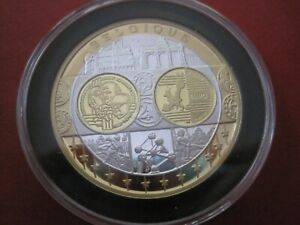 Médaille Belgique Pp Motif : 100 Or Pièce de Monnaie Argent ? Partie Doré