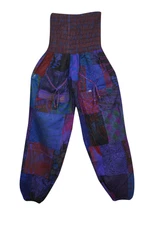 Boho Gypsy Hippie Purple Blue Cotton Harem Pant Summer Loose Travel Pants S/M