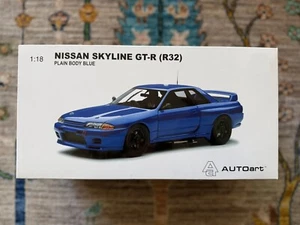 AUTOart 1/18 Nissan Skyline GT-R R32 Plain Body Blue Limited Edition  - Picture 1 of 9