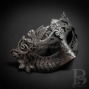 Mens Roman Warrior Venetian Costume Theatre Masquerade Ball Mask [Silver] - Picture 1 of 4