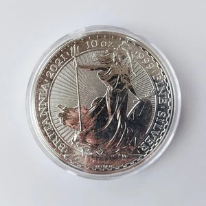 10 oz 2021 British Royal Mint Pure Fine Silver Britannia Coin Round Bullion - Picture 1 of 5