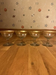 Set of 4 Vintage 24k Gold Rimmed Tiffin Franciscan Wine Glasses - Picture 1 of 3