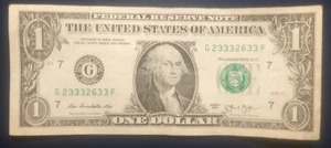 US $1 Schein Serie 2013 Trinary G23332633F - Bild 1 von 2