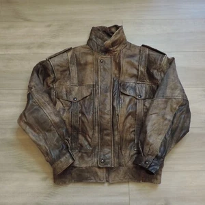 Vintage Levis Leather Aviation Bomber Jacket Distressed Brown Mens Sz L Distress - Picture 1 of 8