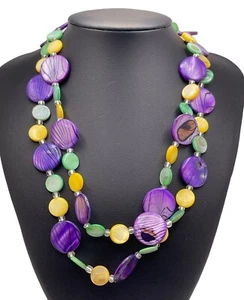Collana Fili Destino Donna 17" Nuova Con Etichetta Multifilo Viola, Giallo, Verde - Foto 1 di 6