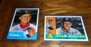 2 LOT Stan Musial Signed 2011 Topps "60 Years" 1963 & 2012 MOM THREW AWAY 1960 - Picture 1 of 7