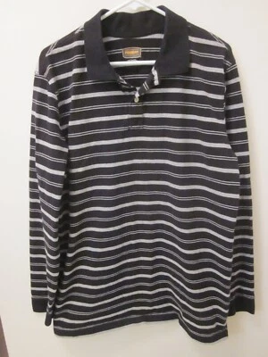 Camisa Polo Foundry Para Hombre Talla LT 100% Algodón Manga Larga Rayas Cálida Suave Foto 1 de 4