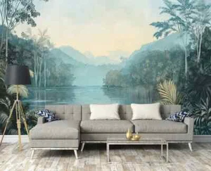 Papier peint photo géant mural 312x219 cm rivière jungle indienne décoration salon - Photo 1/5