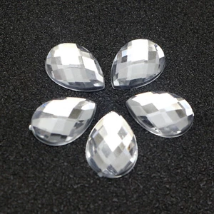 200 Clear Acrylic Flatback TearDrop Rhinestone Gems 10X14mm No Hole - Picture 1 of 9