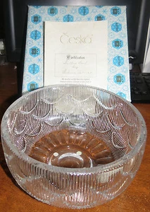 VINTAGE Ceska Crystal Scallop pattern 9" Serving Bowl w/box - by Zahour MINT!! - Picture 1 of 1