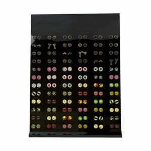 Earrings Studs 72 Pairs 20 gauge Assorted Designs with Display Case - Picture 1 of 2