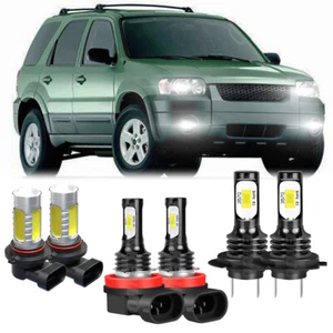 For Ford ESCAPE 2005-2006 6000K 6X LED Headlight High Low + Fog Light Bulbs Kit - Picture 1 of 14