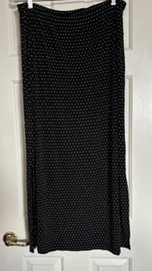 Frazier Lawrence  Skirt 1X Black Polka Dot Polyester Maxi Pull Over USA R3-O8 - Picture 1 of 5