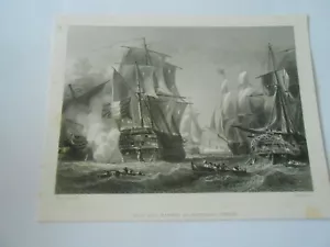 Gravure 19ème Navires beau fait d'armes du Capitaine Tourde - Bild 1 von 1